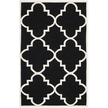 Safavieh 5 x 8 ft. Rectangle- Contemporary Dhurries Black And Ivory Flatweave Rug DHU633A-5